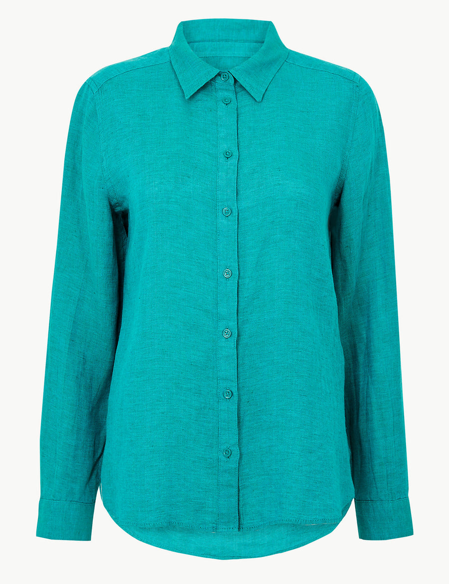Pure Linen Button Detailed Shirt