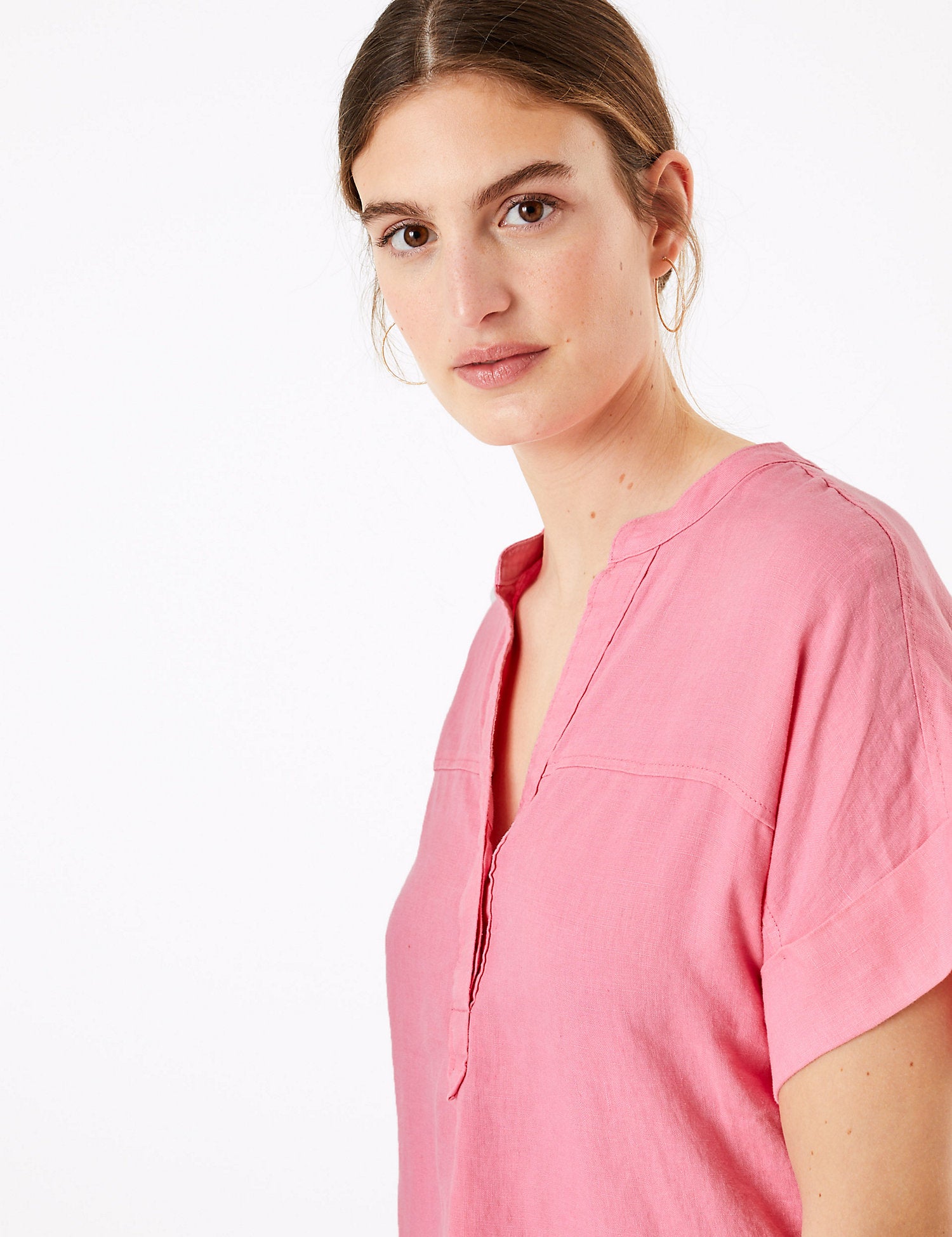 Pure Linen V-Neck Blouse
