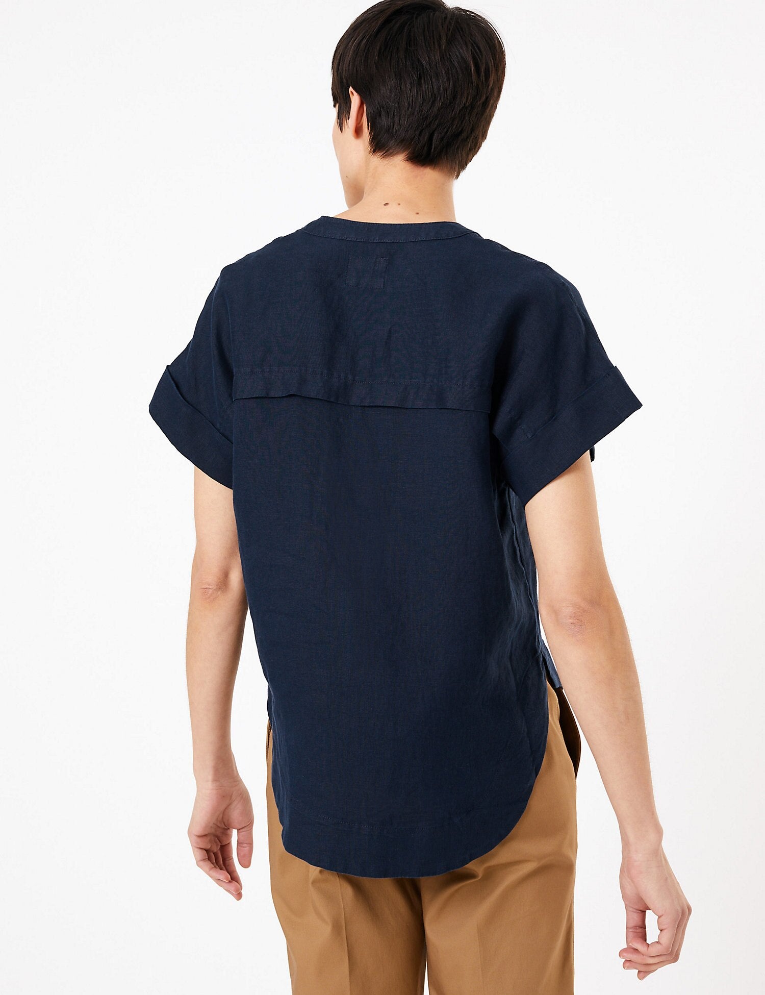 Pure Linen Popover Blouse