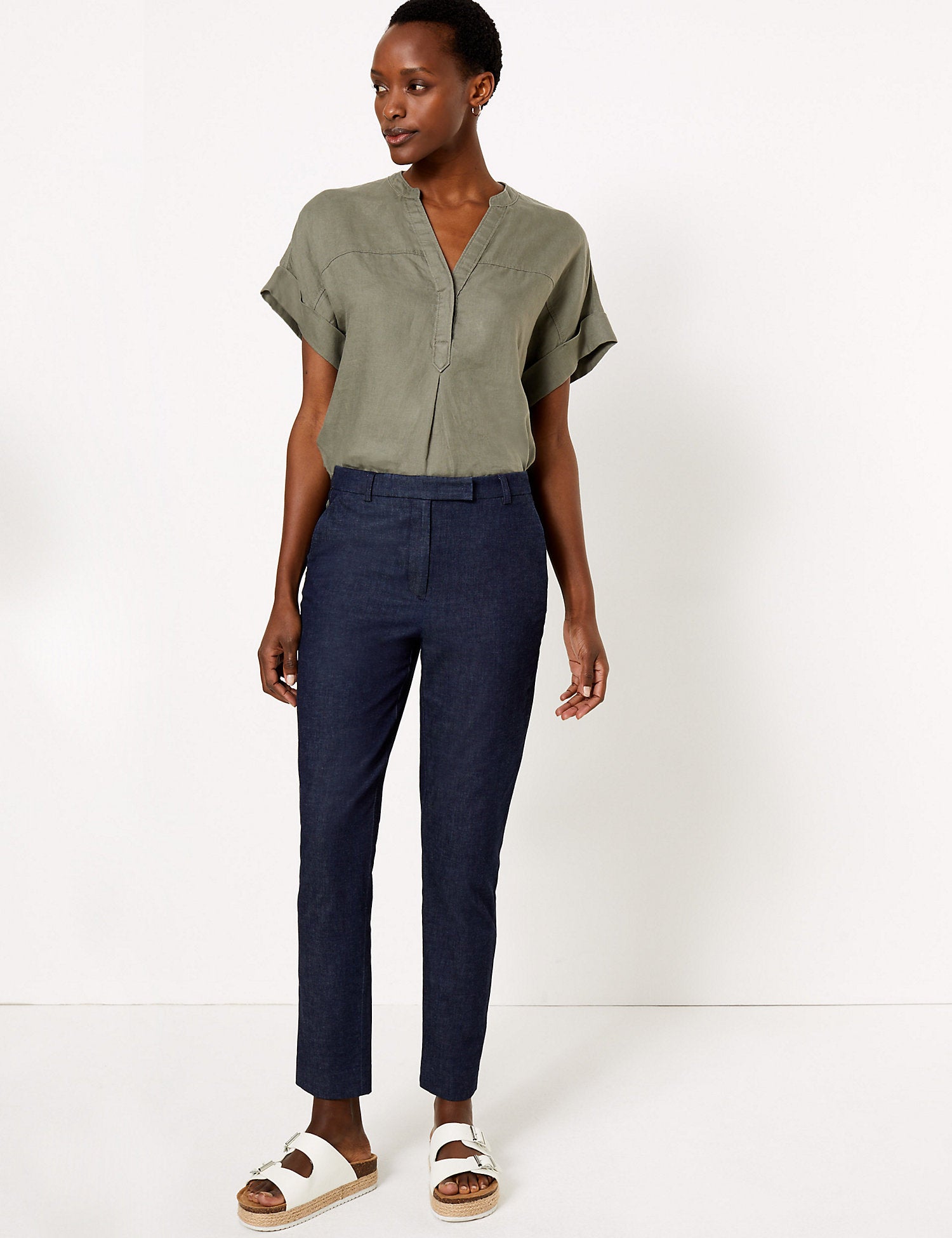 Pure Linen Popover Blouse