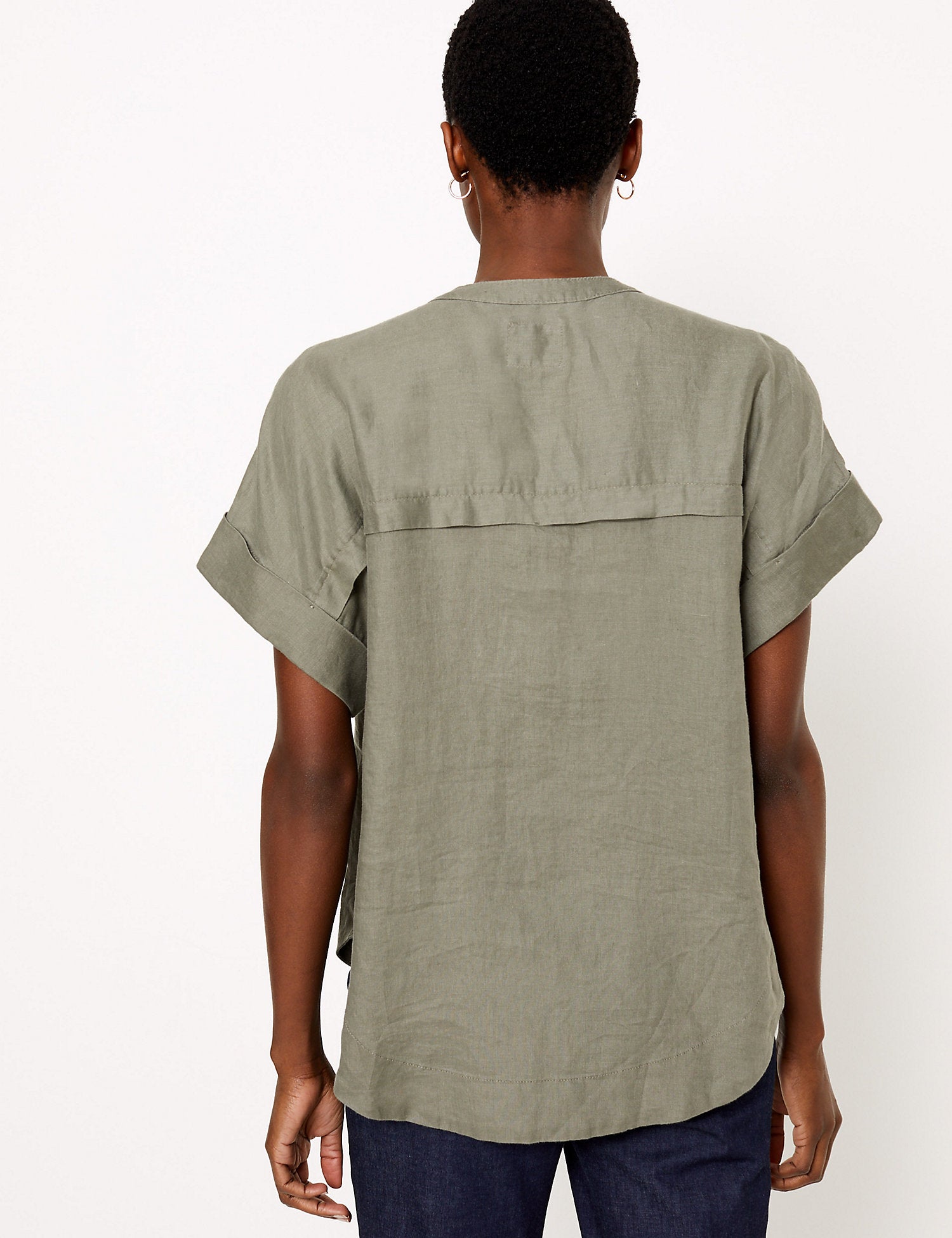 Pure Linen Popover Blouse