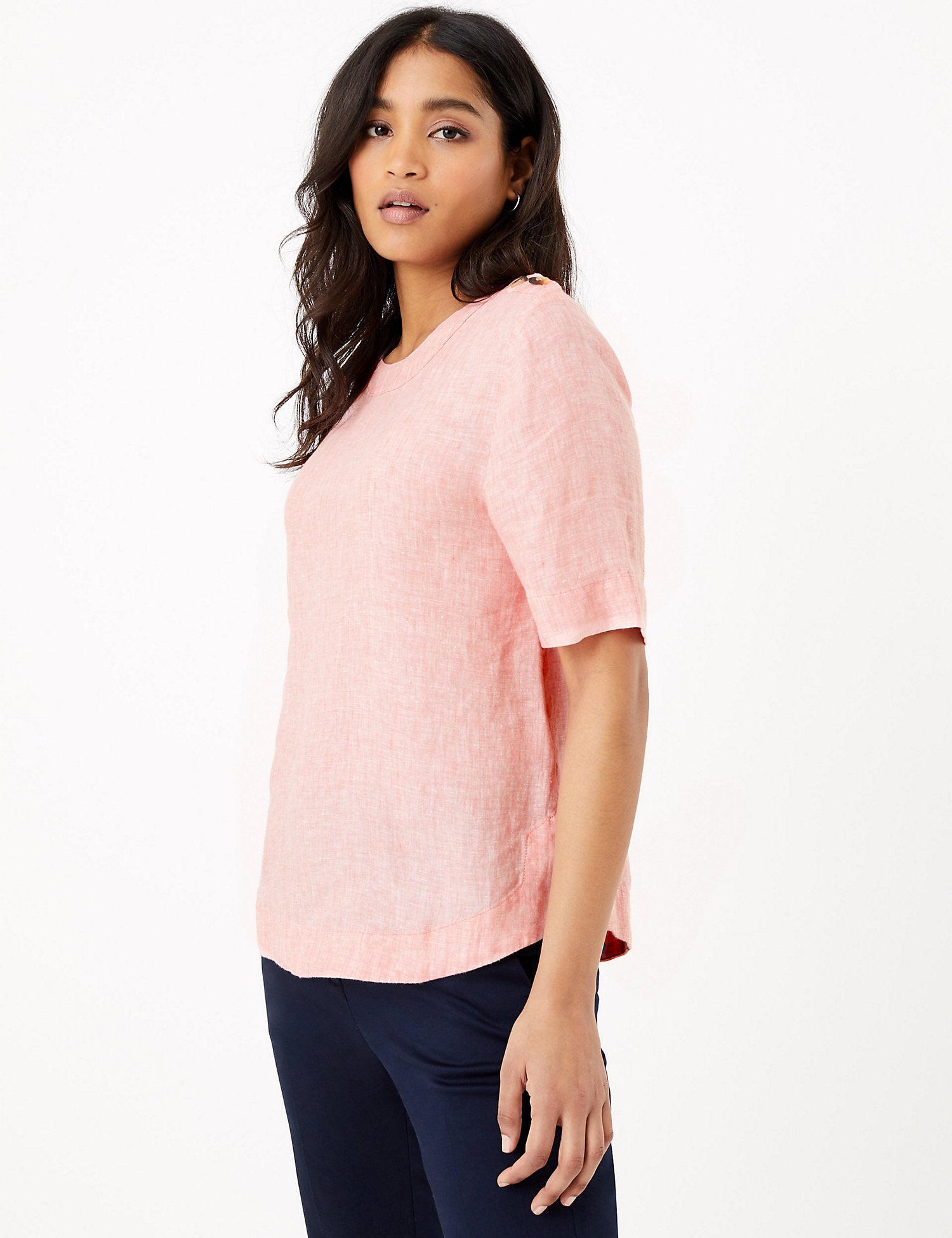 Pure Linen Button Detailed Blouse