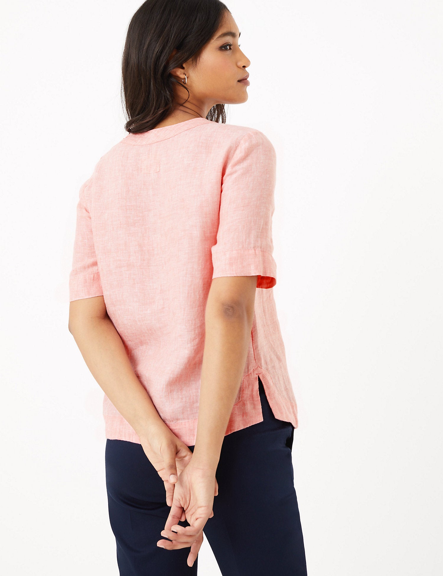 Pure Linen Button Detailed Blouse
