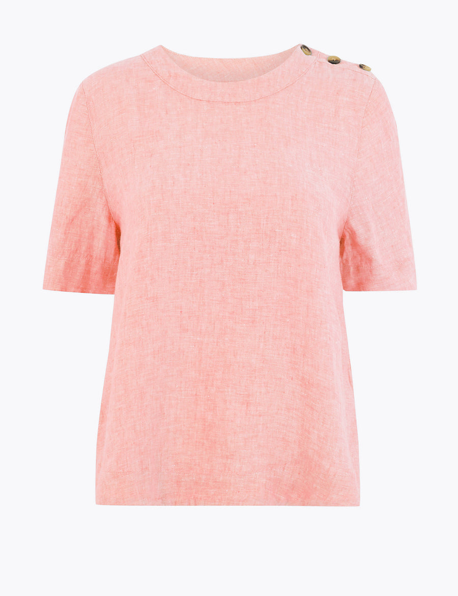 Pure Linen Button Detailed Blouse