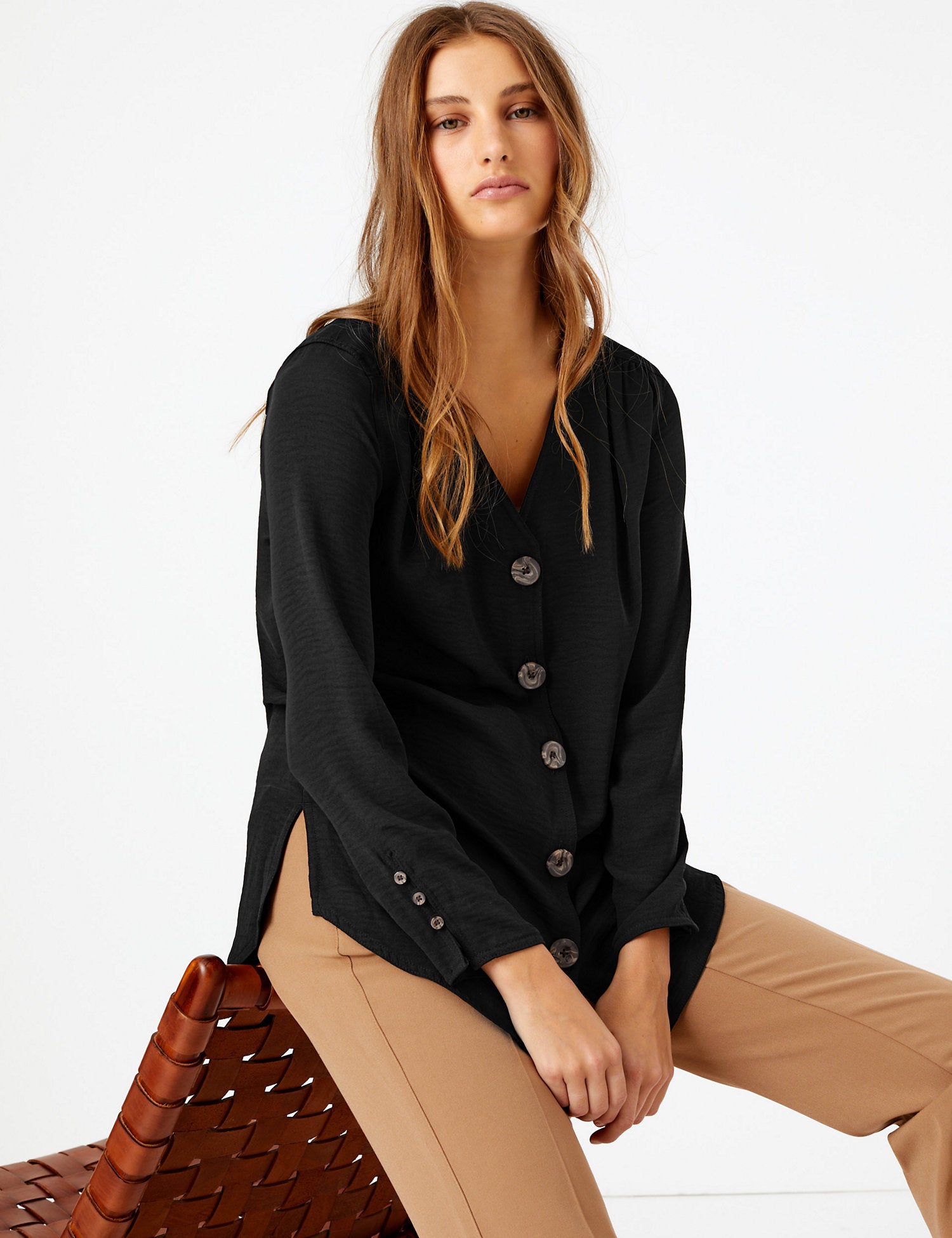 Button Detailed Longline Tunic