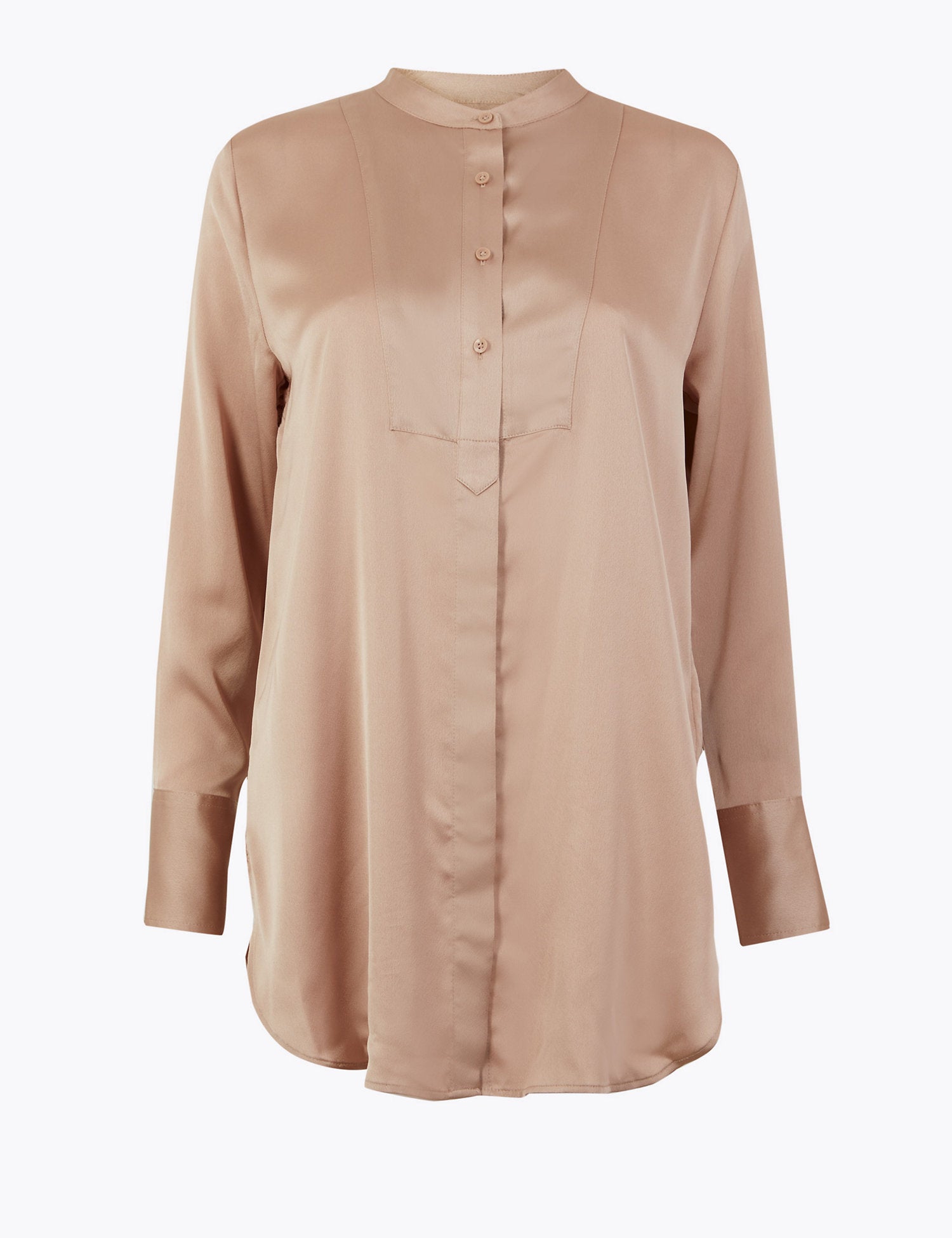 Satin Bib Longline Shirt