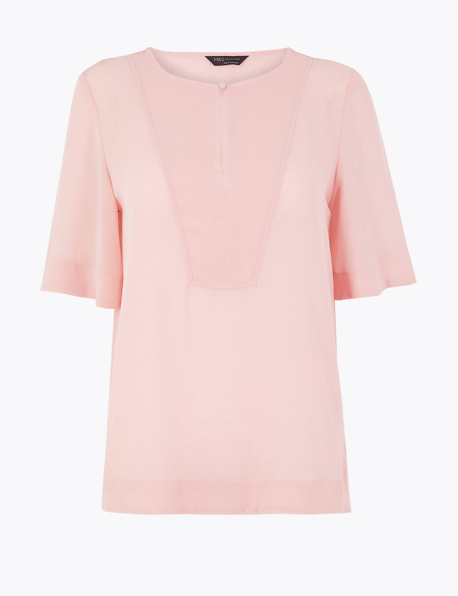 Bib Front Short Sleeve Shell Top