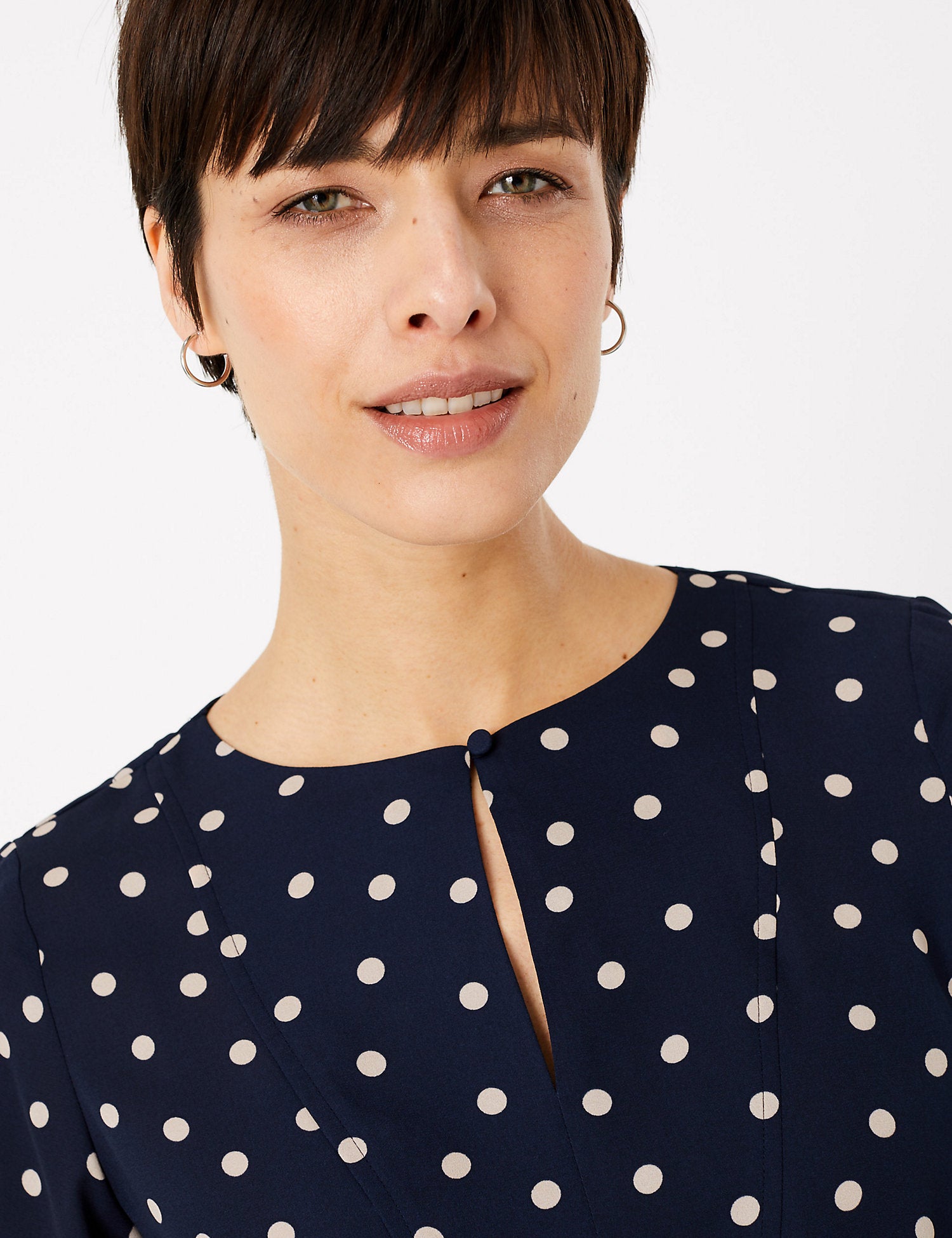 Polka Dot Bib Front Blouse