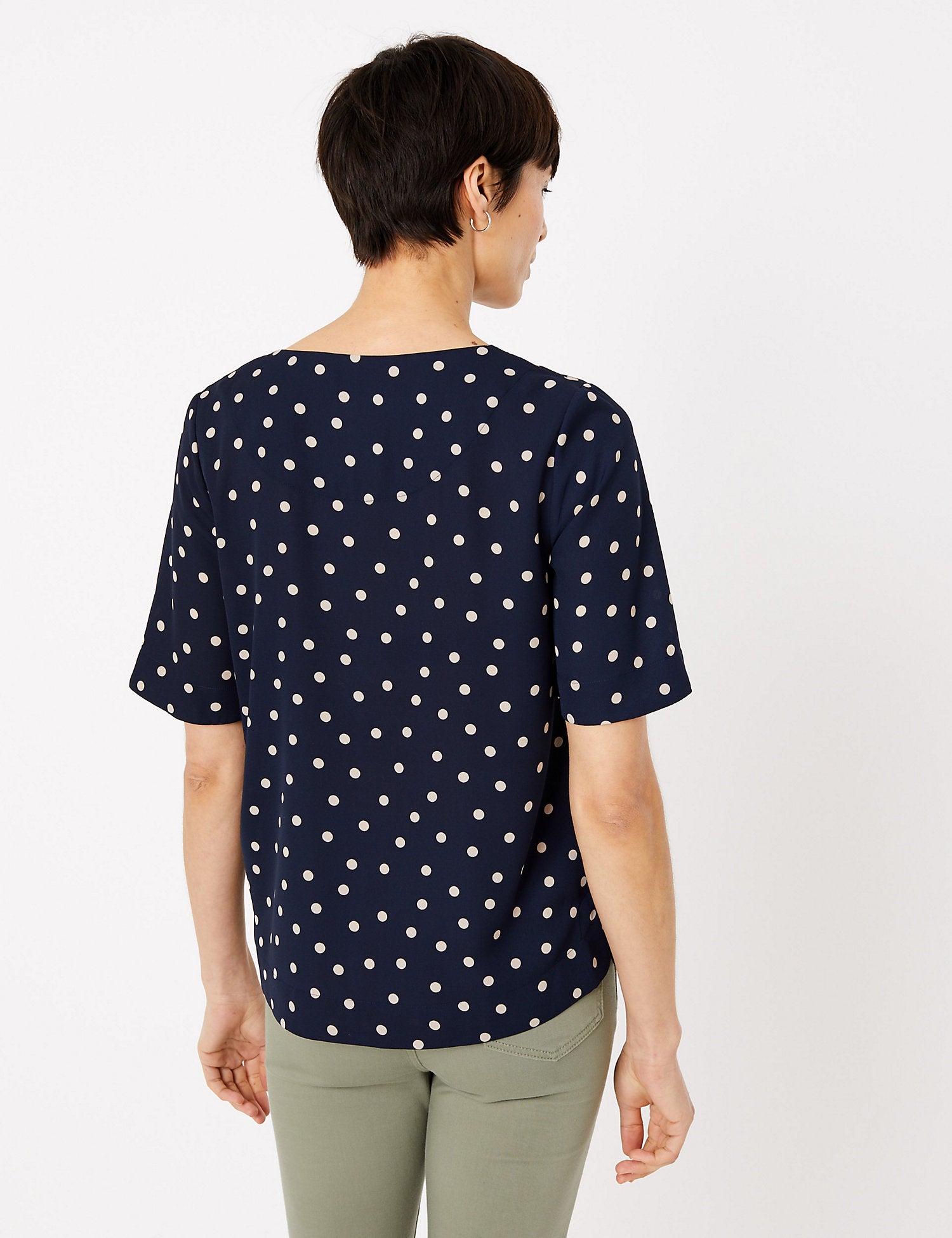 Polka Dot Bib Front Blouse