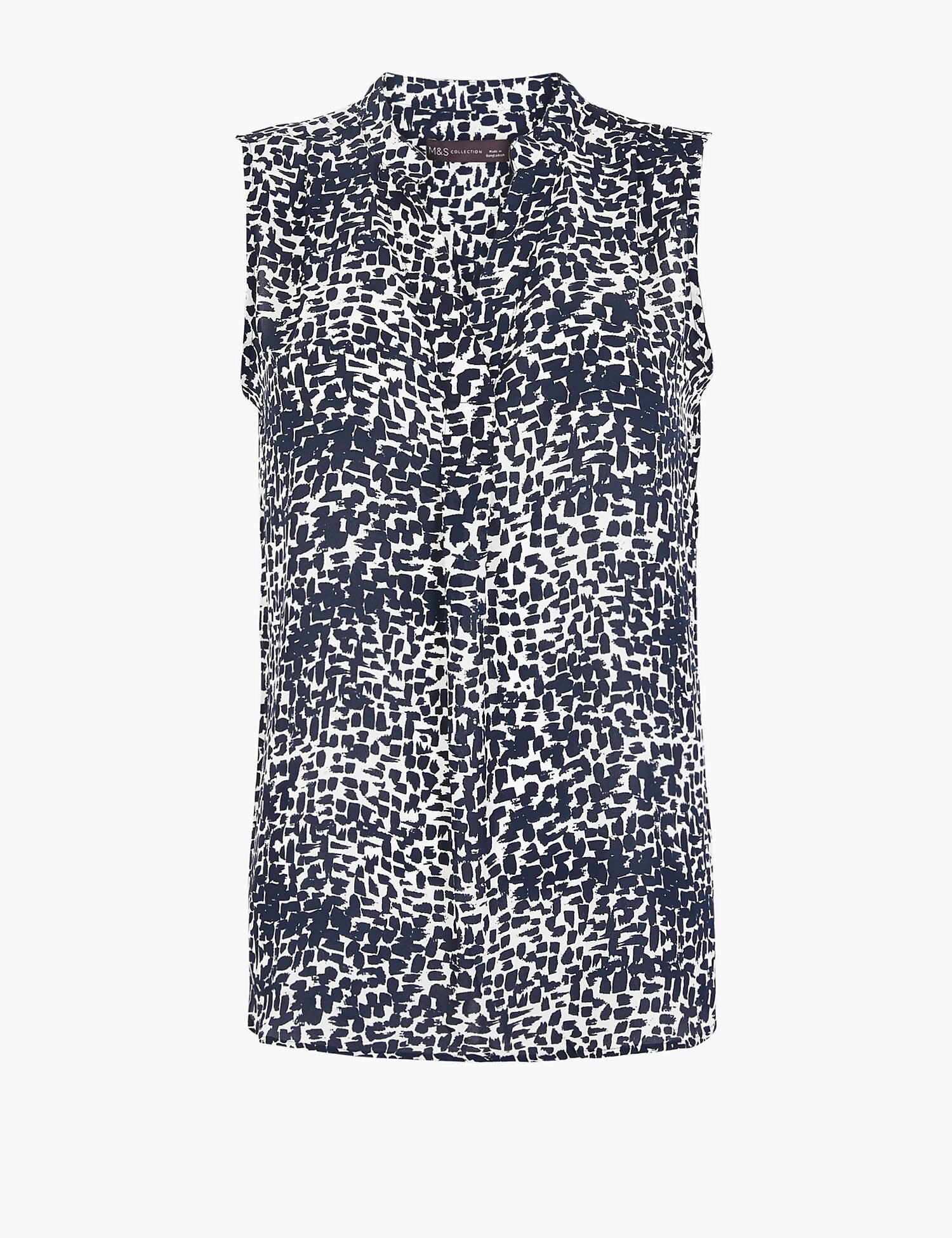 Printed Bib Front Sleeveless Shell Top