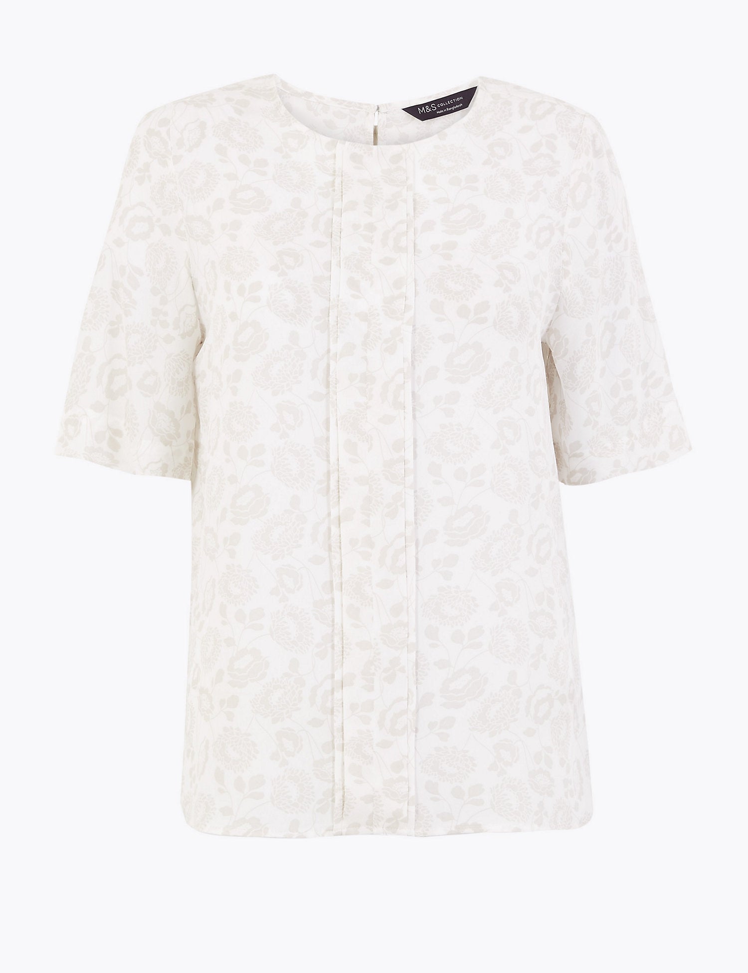 Floral Pleat Front Short Sleeve Blouse