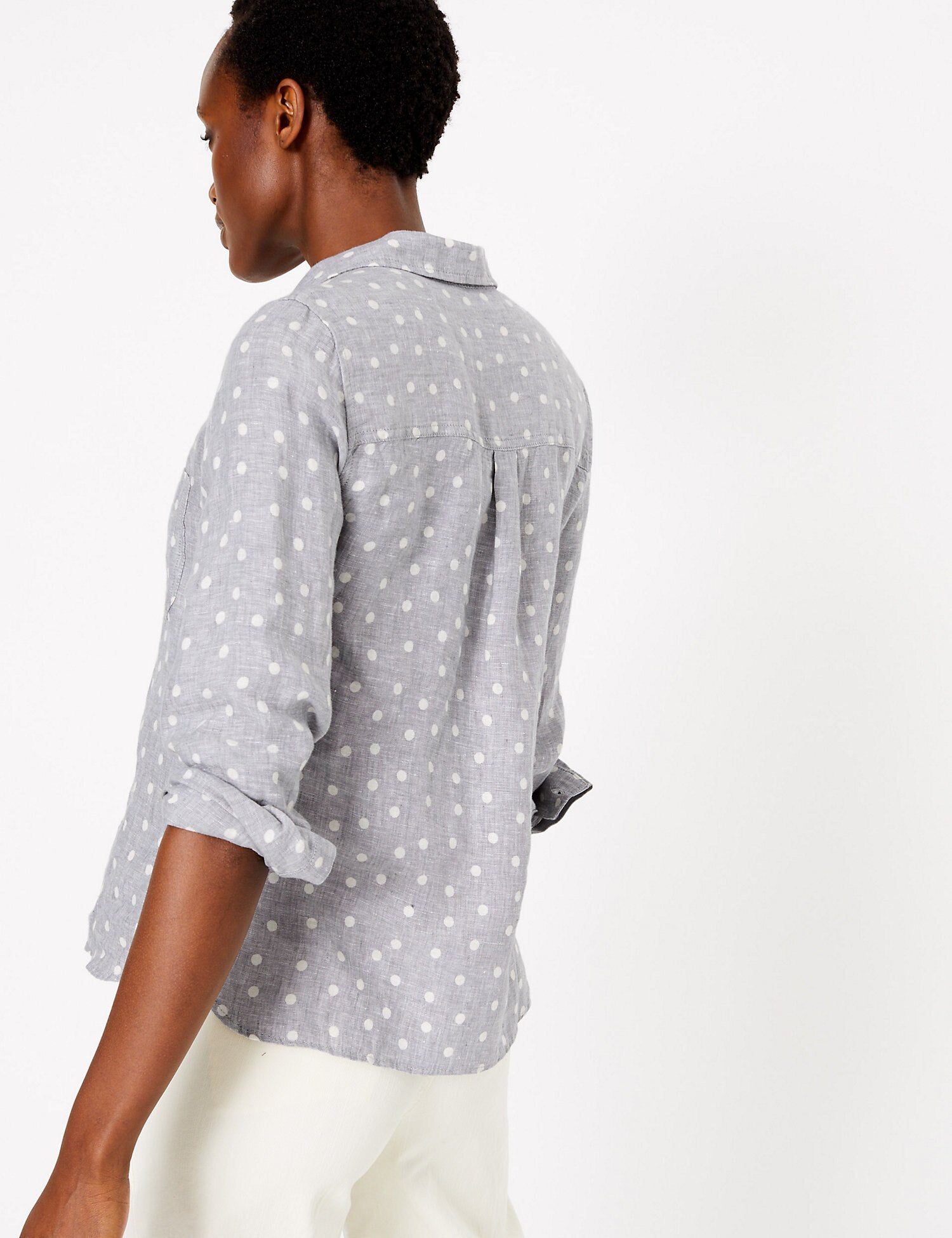 Pure Linen Polka Dot Shirt