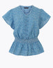 Pure Cotton Floral V-Neck Waisted Blouse