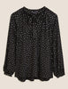 Metallic Polka Dot Long Sleeve Blouse