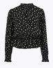 Floral High Neck Long Sleeve Peplum Blouse