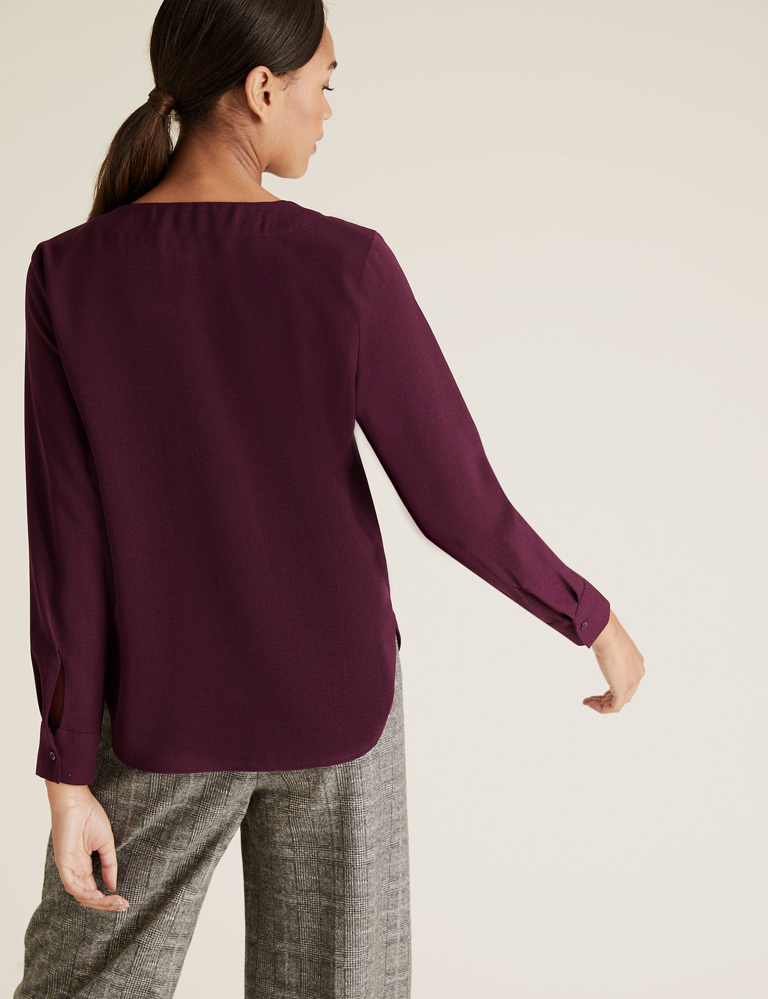 Long Sleeve Popover Blouse