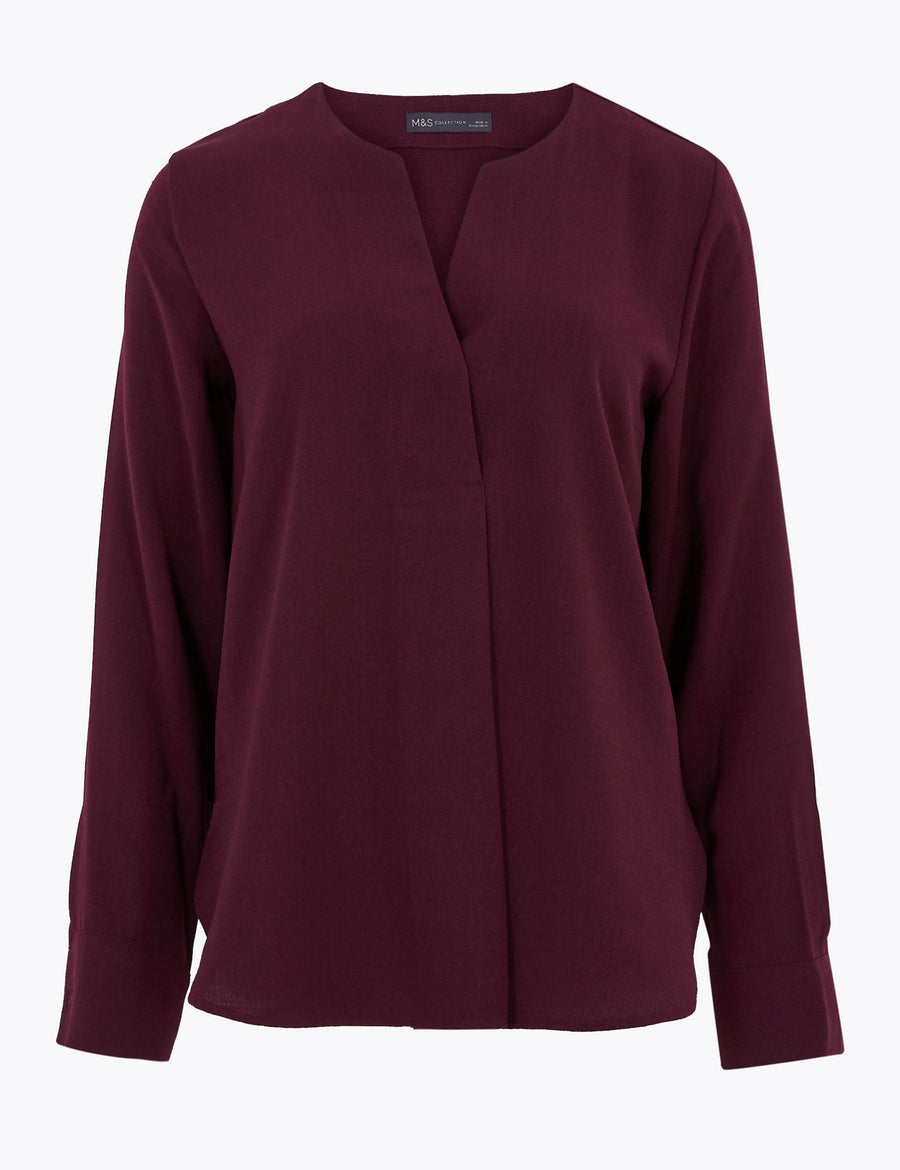 Long Sleeve Popover Blouse