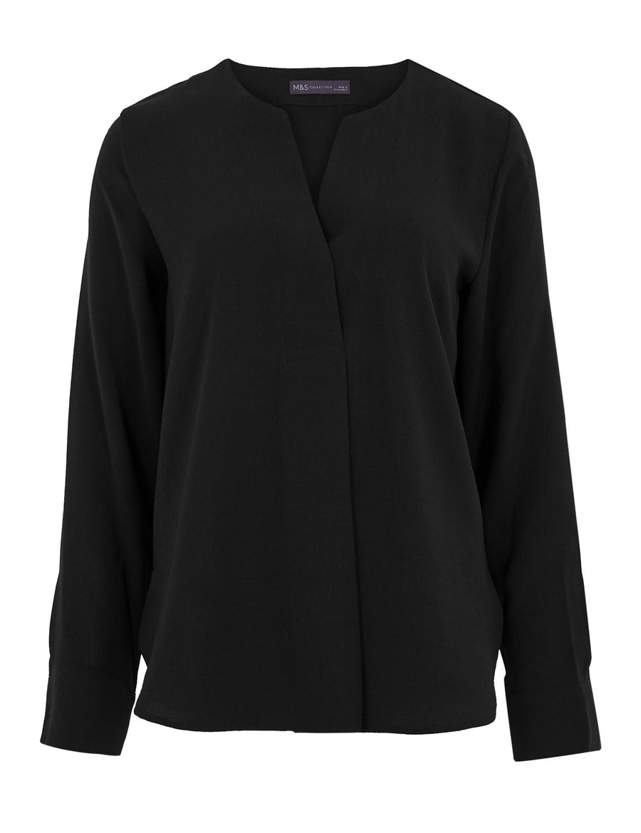 Long Sleeve Popover Blouse