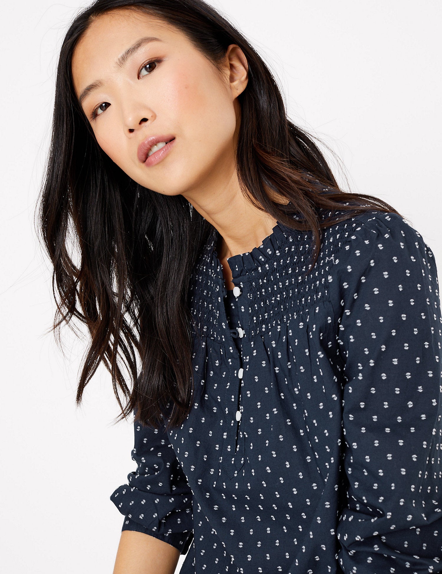 Cotton Printed Long Sleeve Blouse