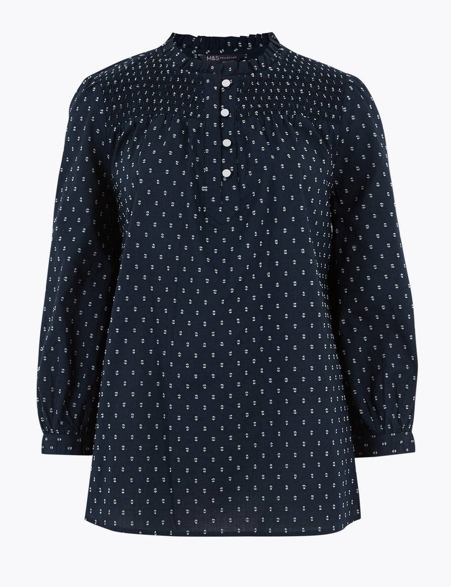 Cotton Printed Long Sleeve Blouse