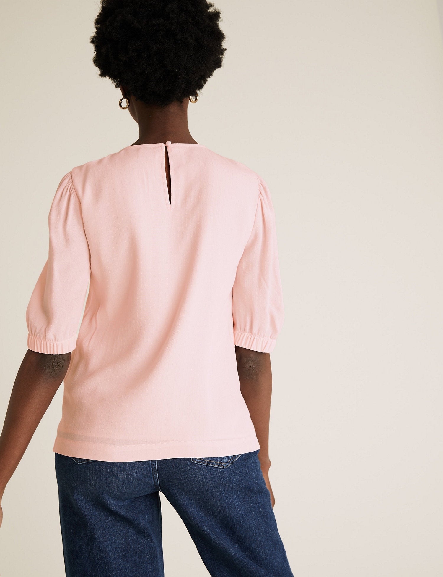 Round Neck Puff Sleeve Top