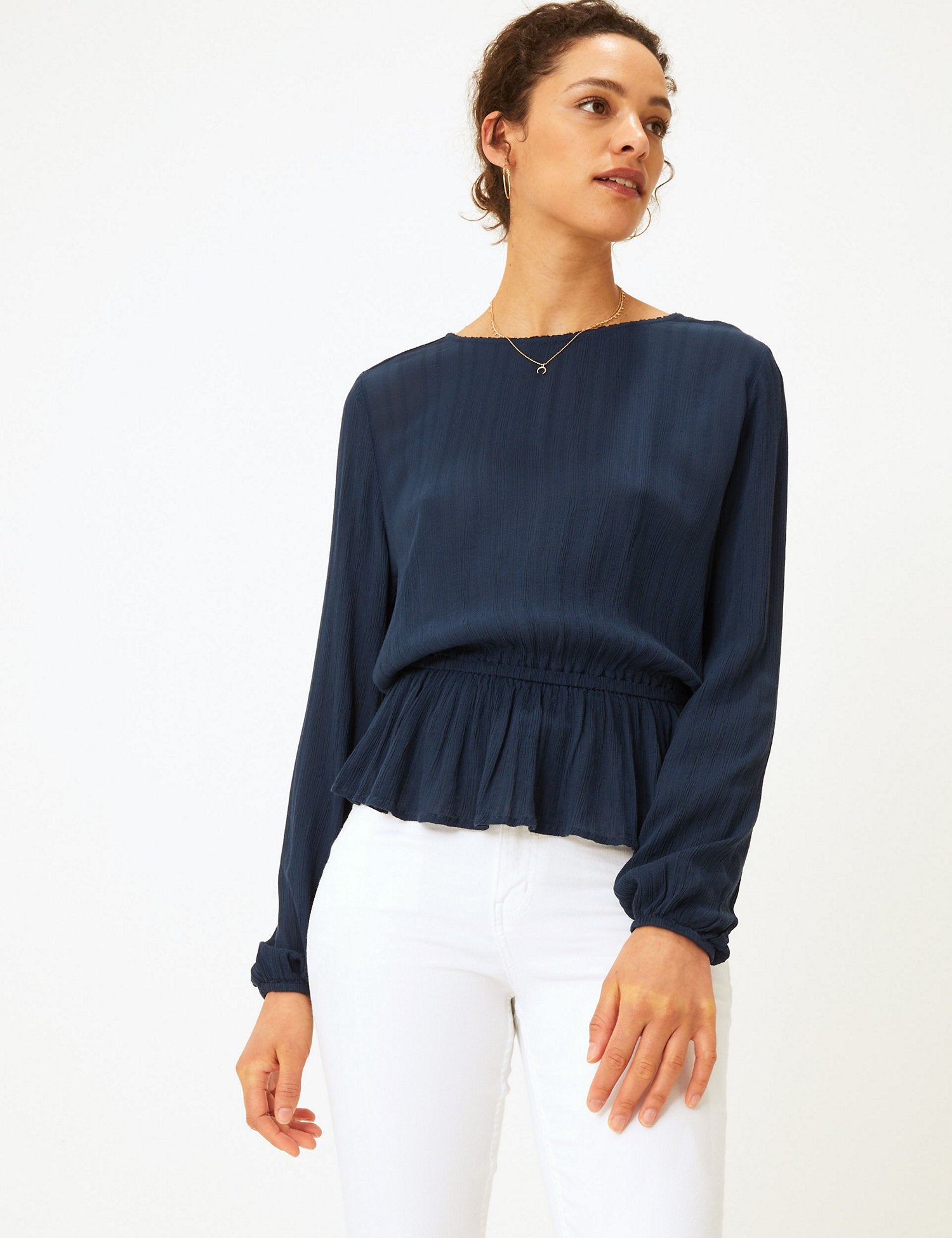 Waisted Long Sleeve Blouse