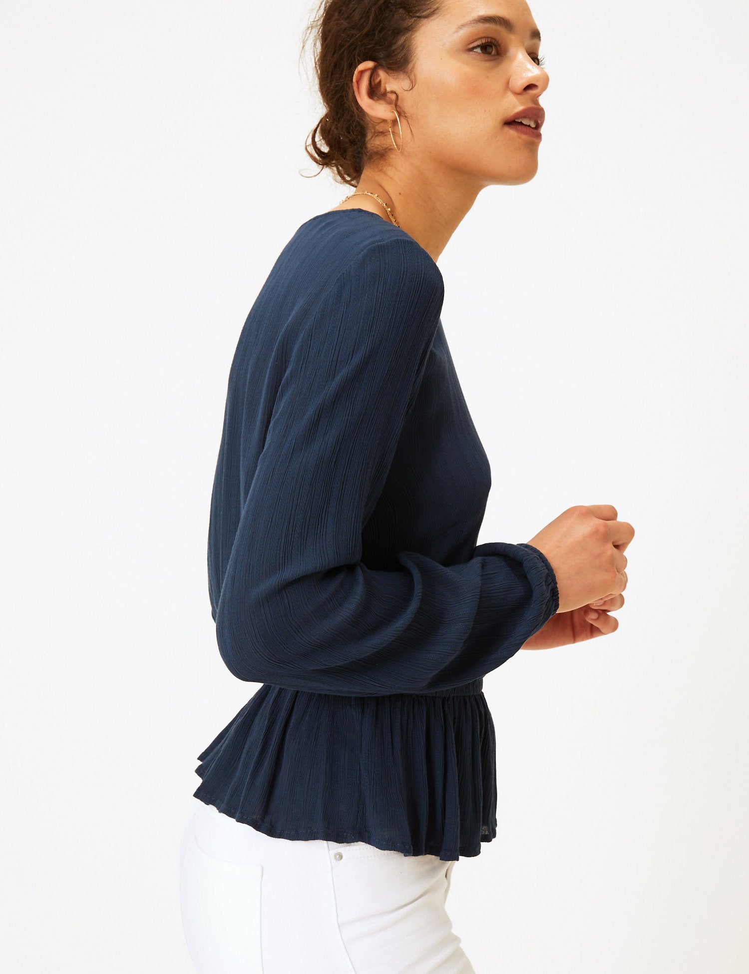 Waisted Long Sleeve Blouse