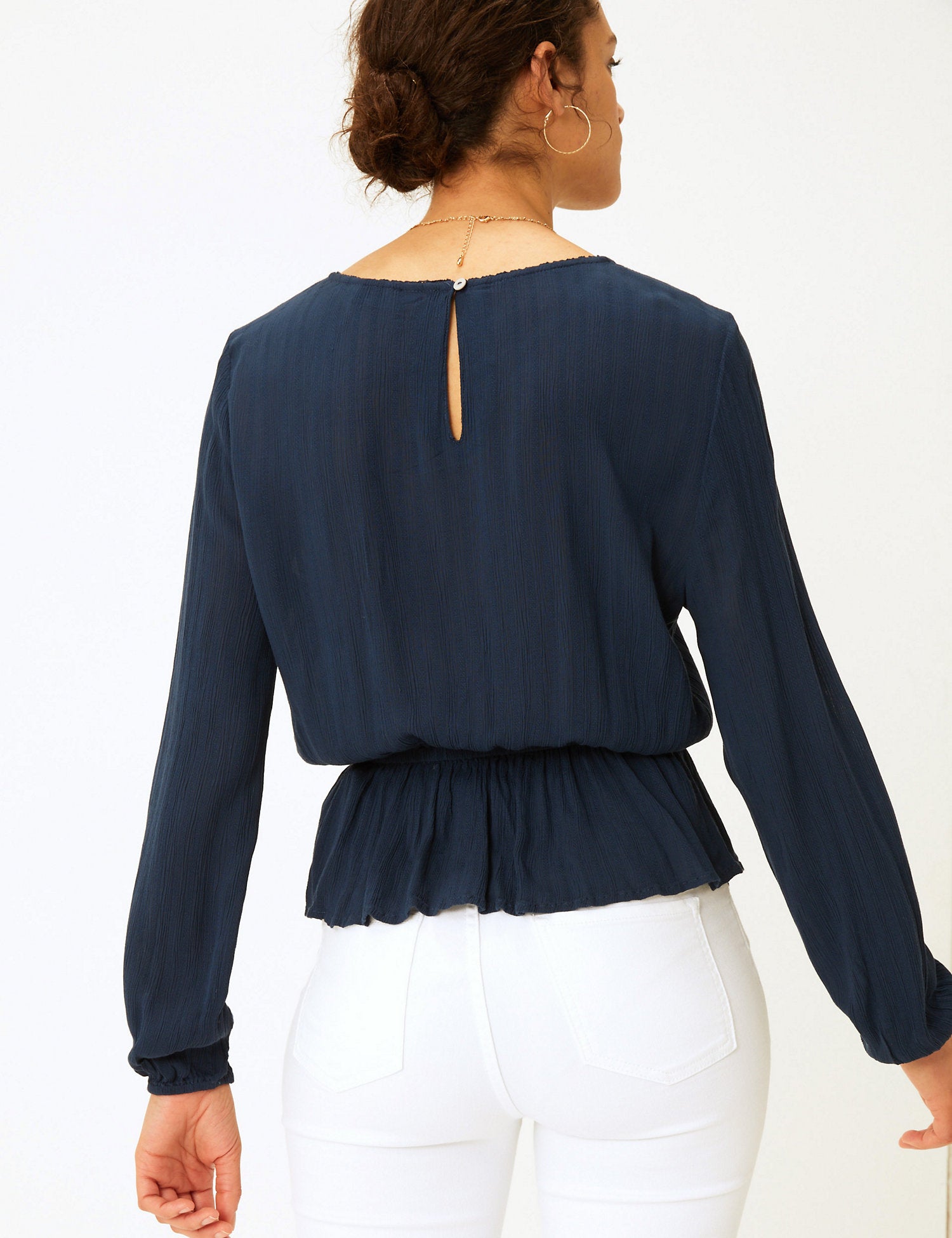 Waisted Long Sleeve Blouse