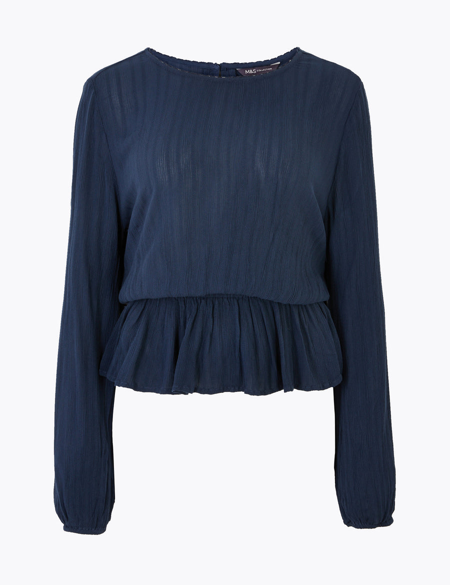 Waisted Long Sleeve Blouse