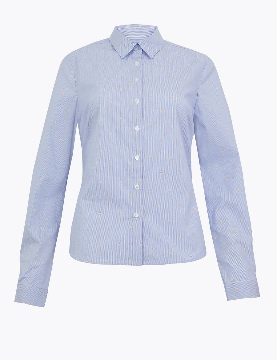 Cotton Rich Striped Fitted Shirt
