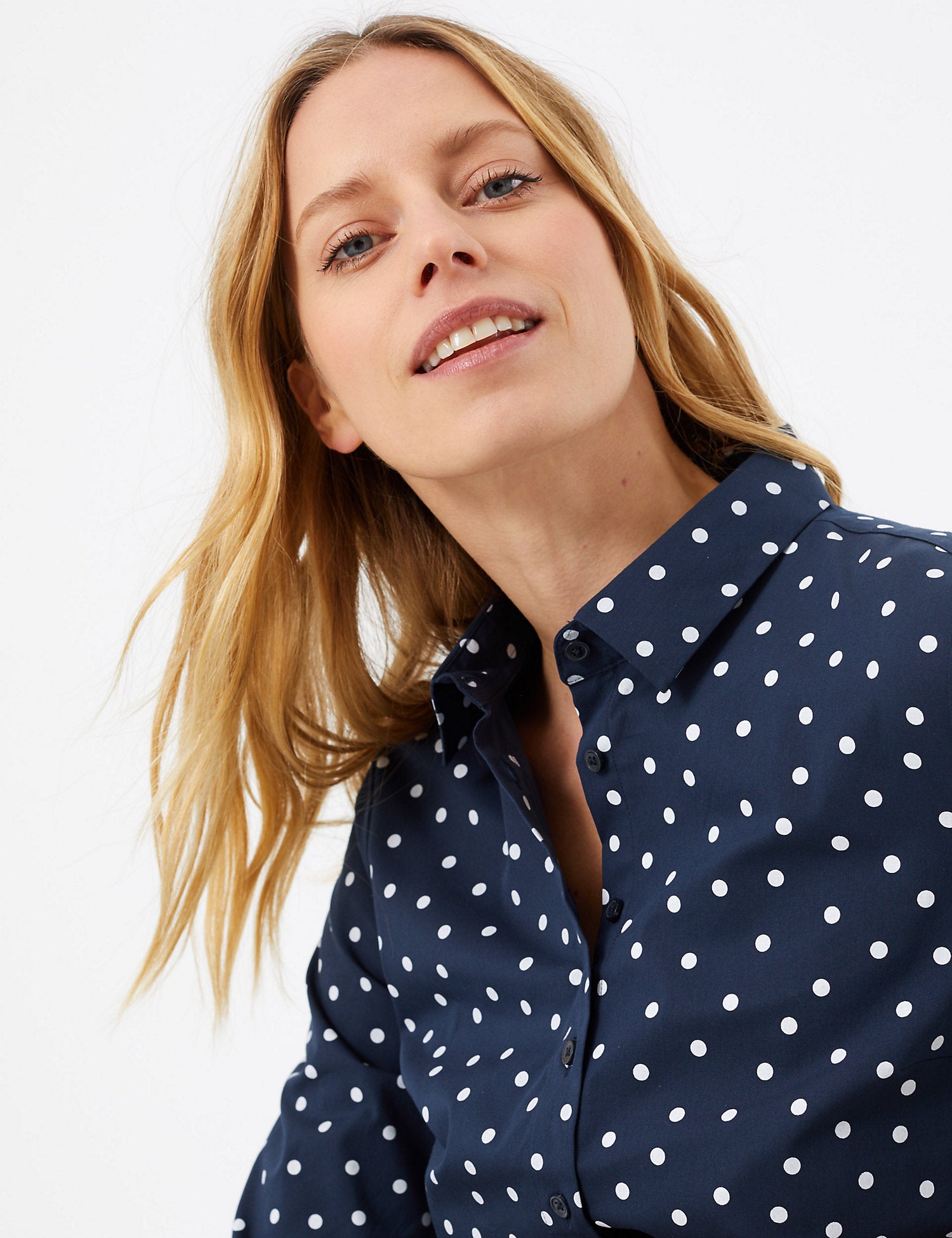 Cotton Rich Polka Dot Fitted Shirt