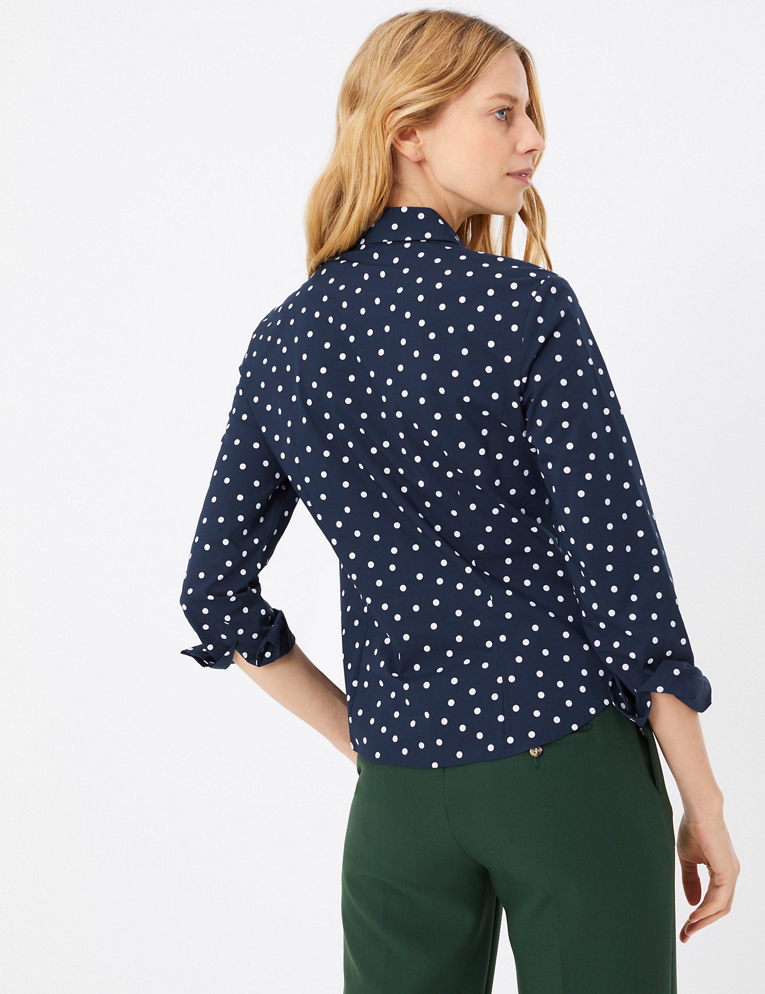 Cotton Rich Polka Dot Fitted Shirt