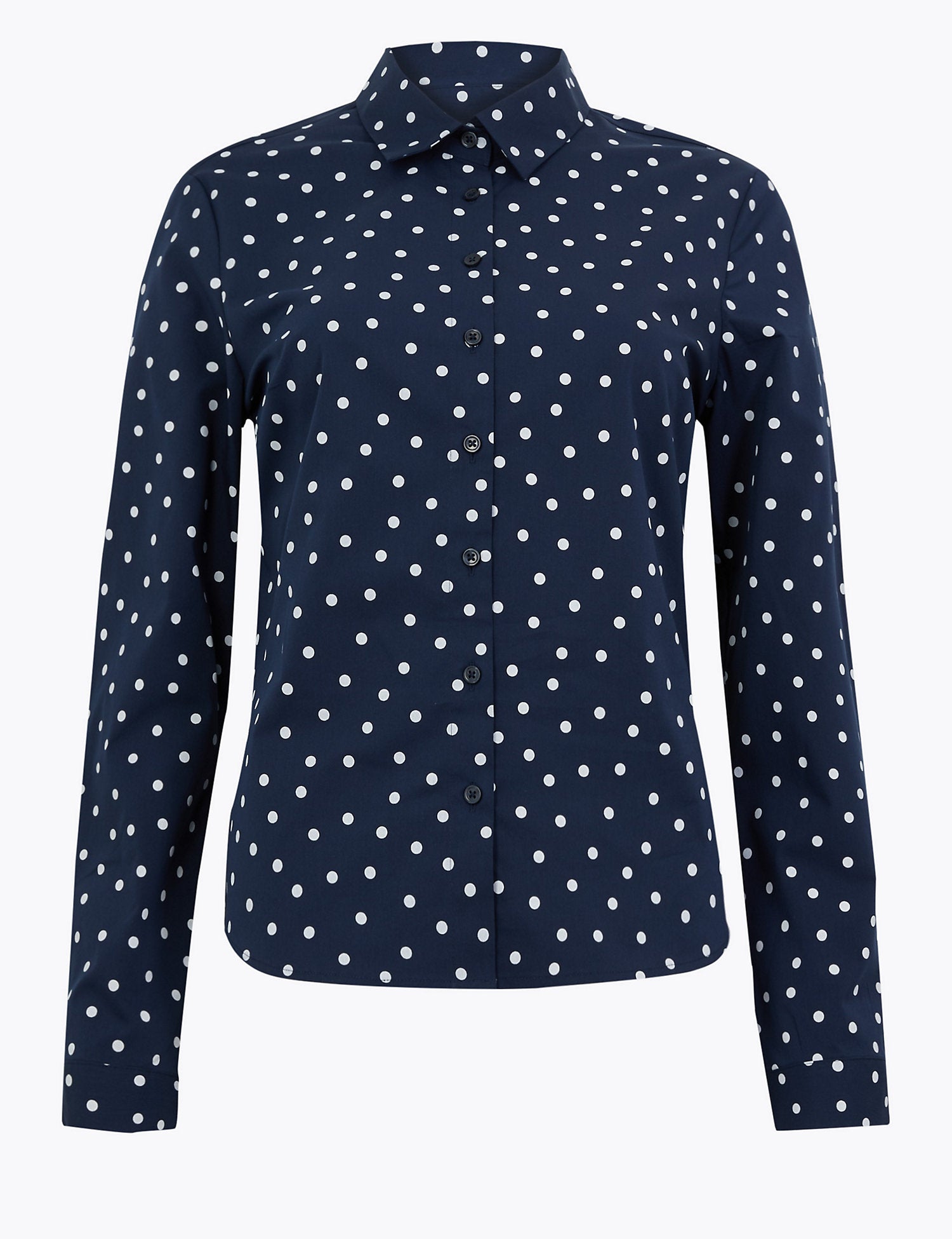 Cotton Rich Polka Dot Fitted Shirt