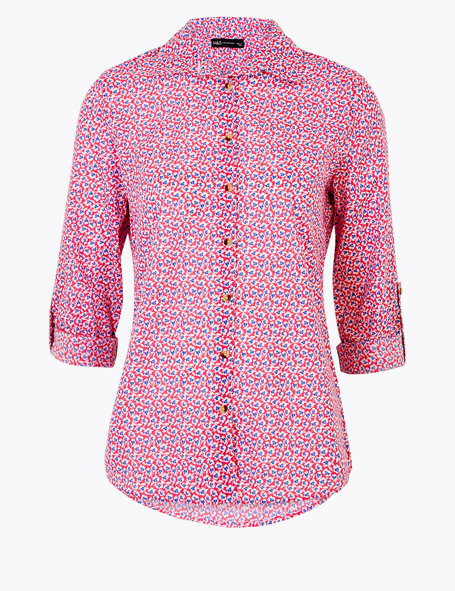 Pure Cotton Floral Long Sleeve Shirt