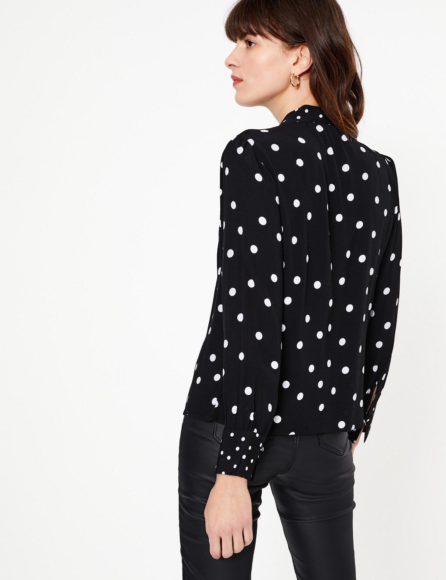 Polka Dot Tie Neck Blouse