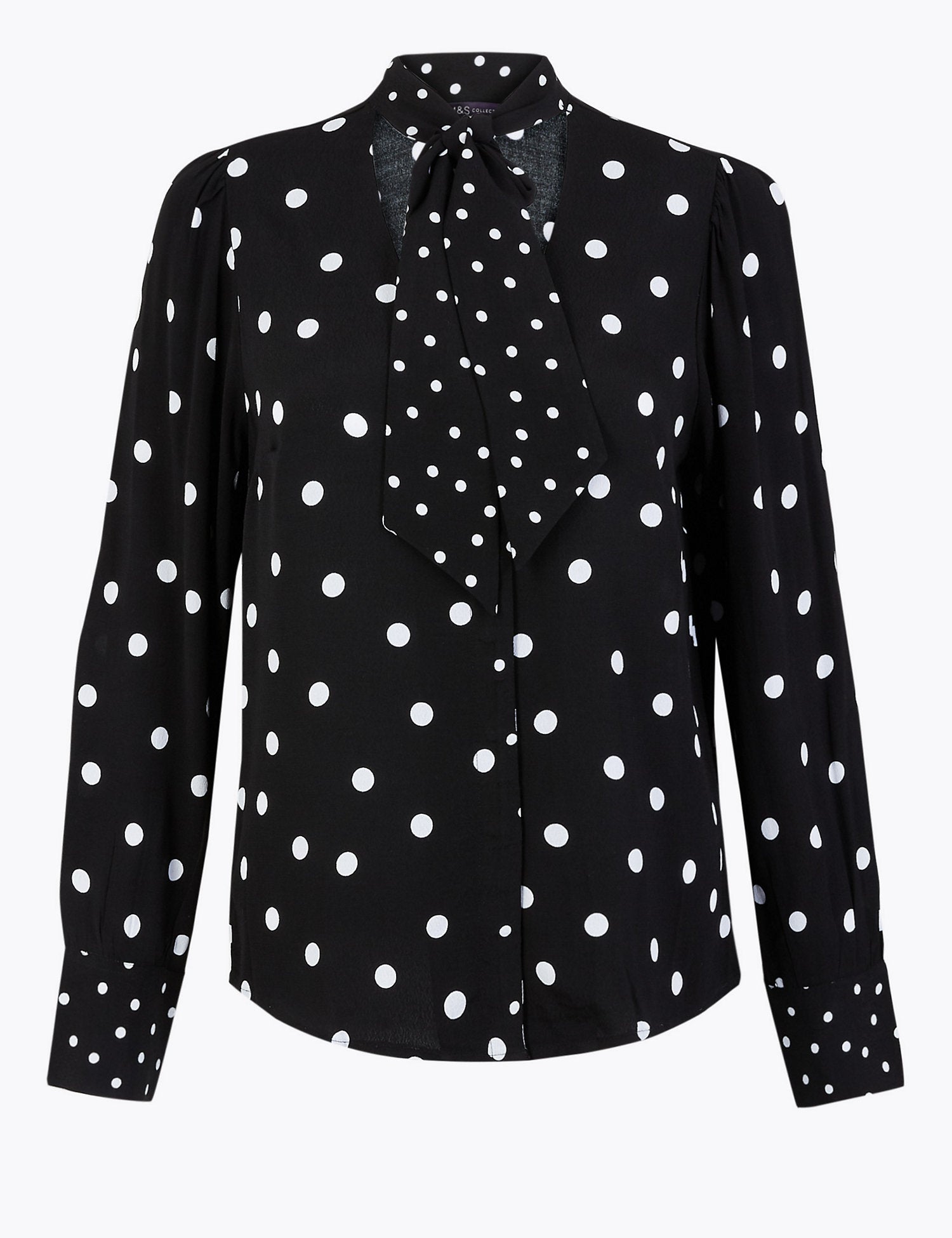Polka Dot Tie Neck Blouse
