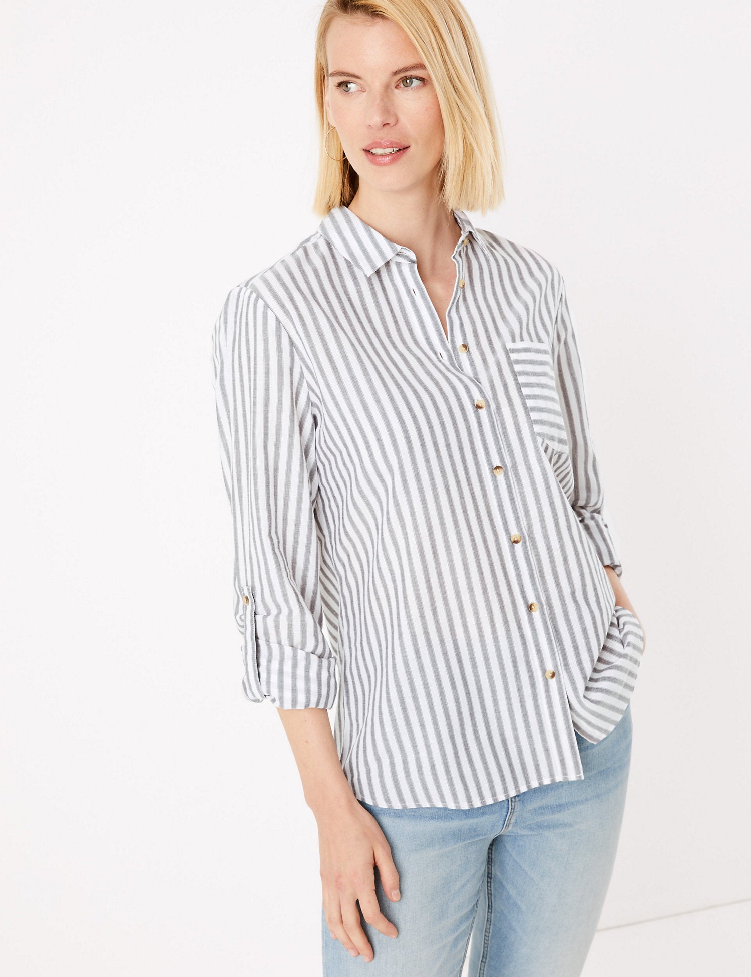Pure Cotton Striped Relaxed Shirt
