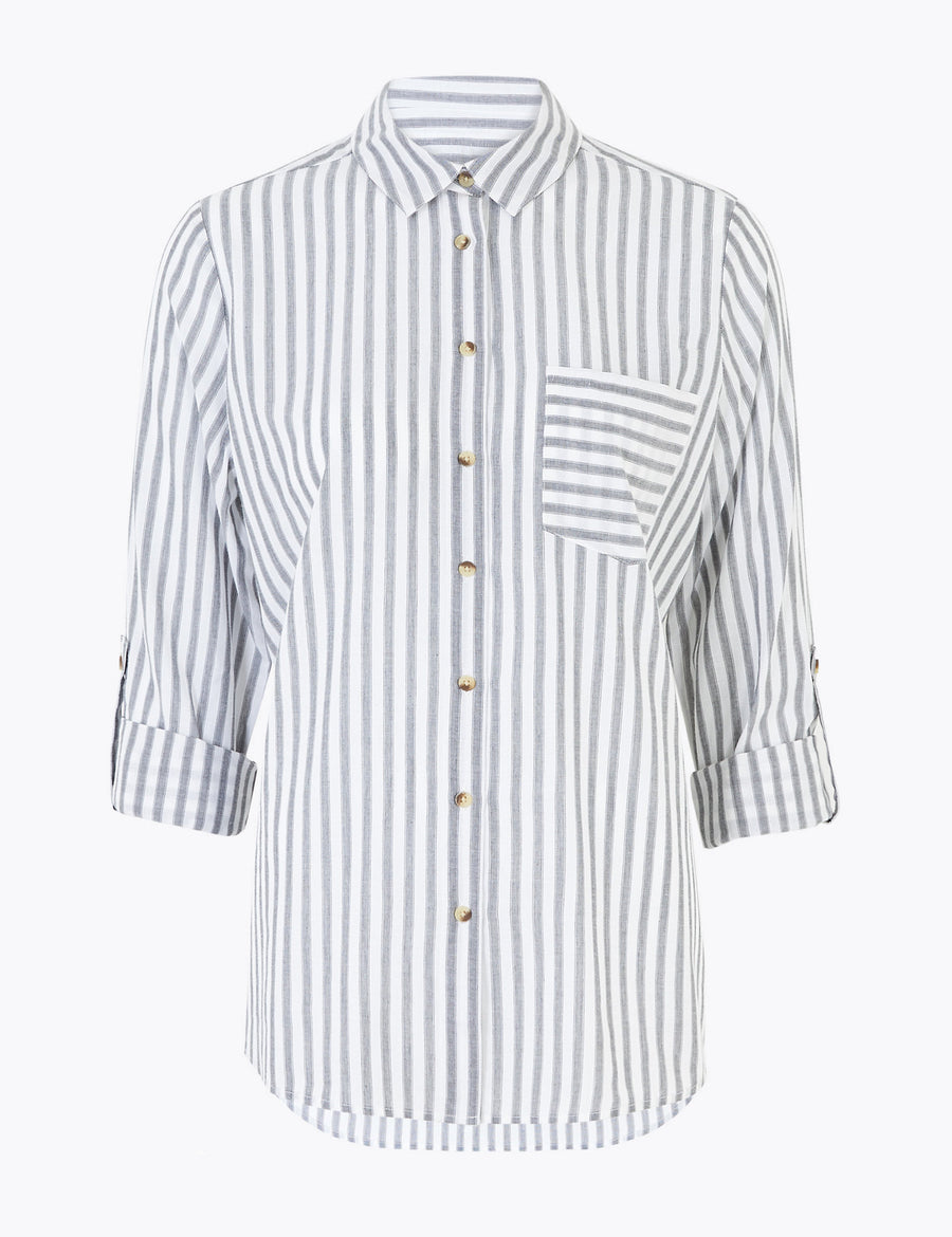 Pure Cotton Striped Relaxed Shirt