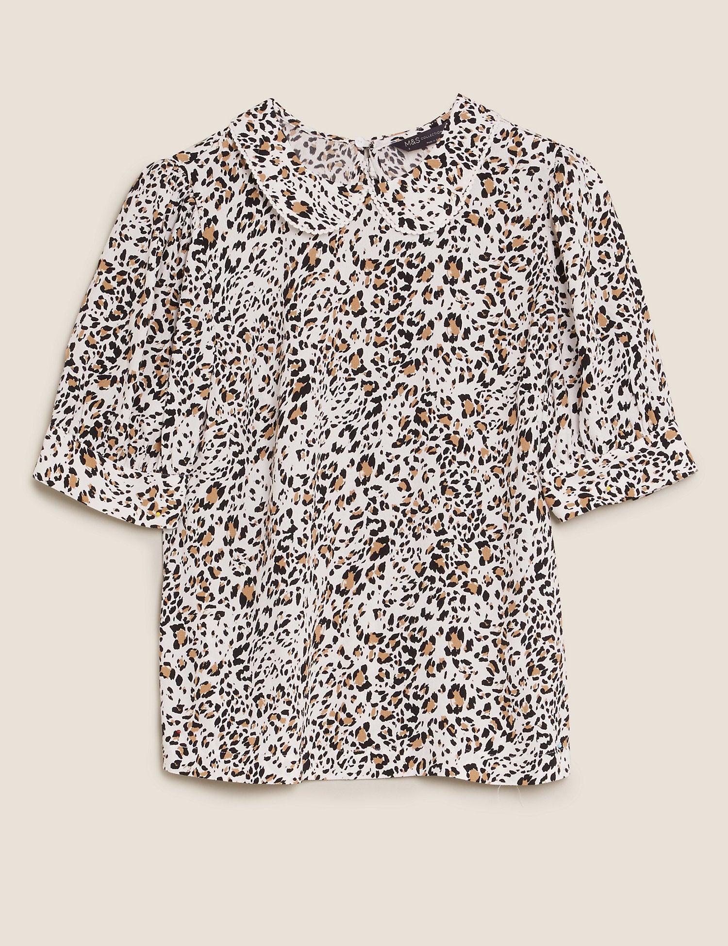 Animal Print Peter Pan Collar Top