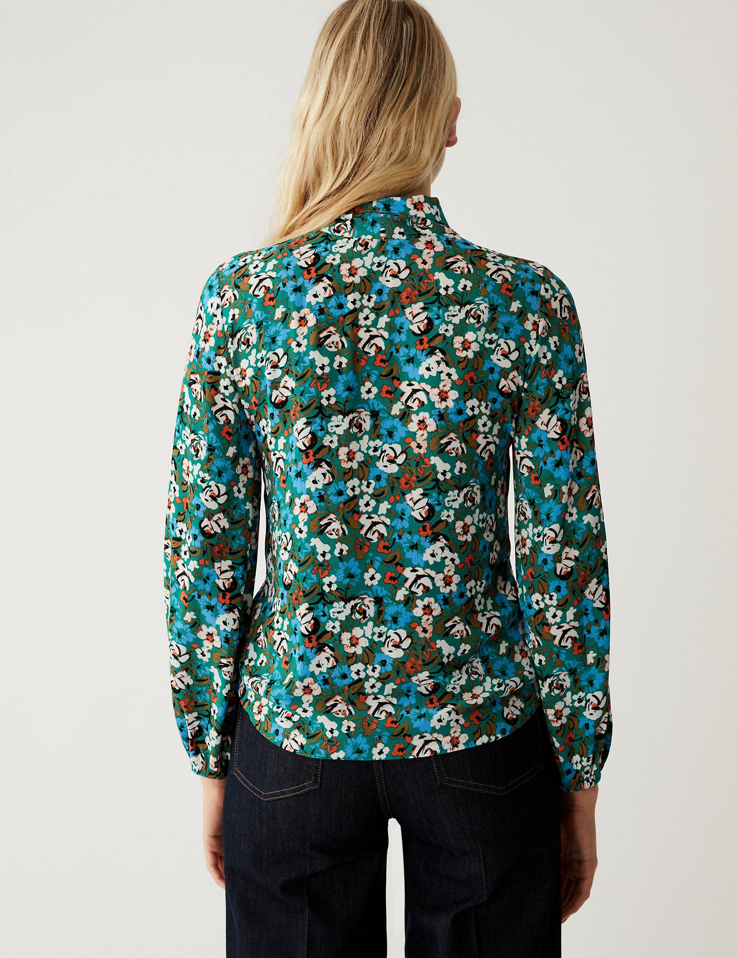 Printed Tie Neck Blouse
