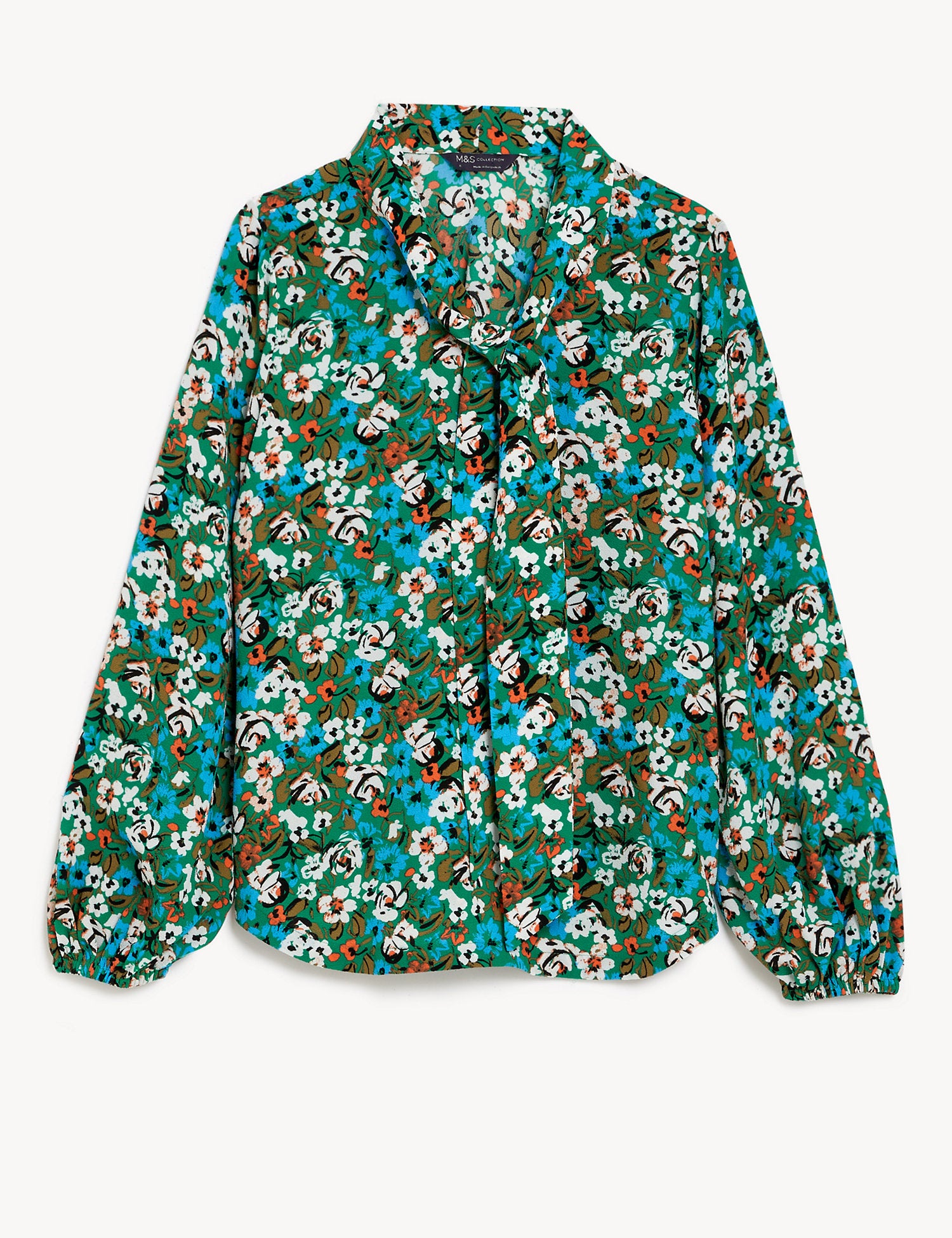 Printed Tie Neck Blouse