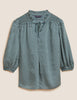 Geometric Tie Neck 3/4 Sleeve Blouse