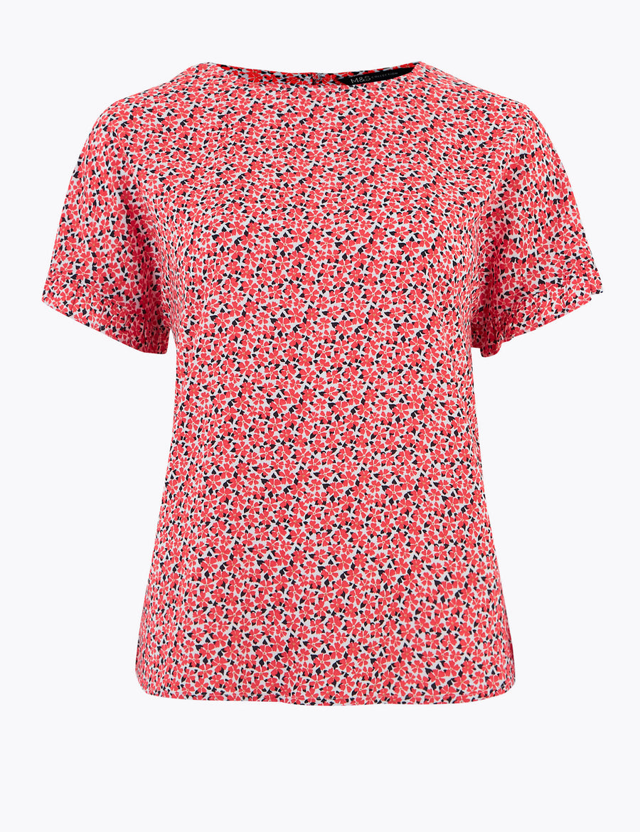 Disty Floral Short Sleeve Blouse