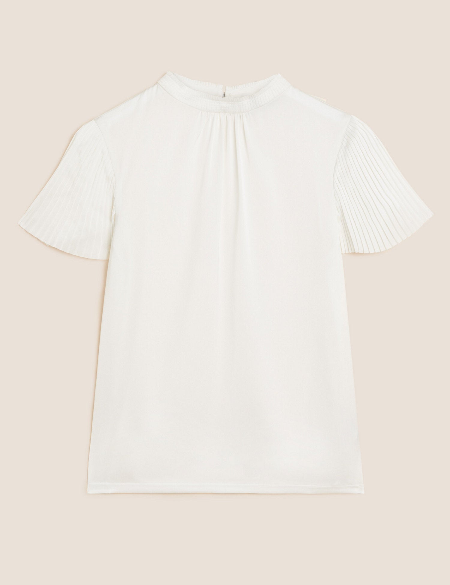 Jersey Plisse High Neck Regular Fit Top