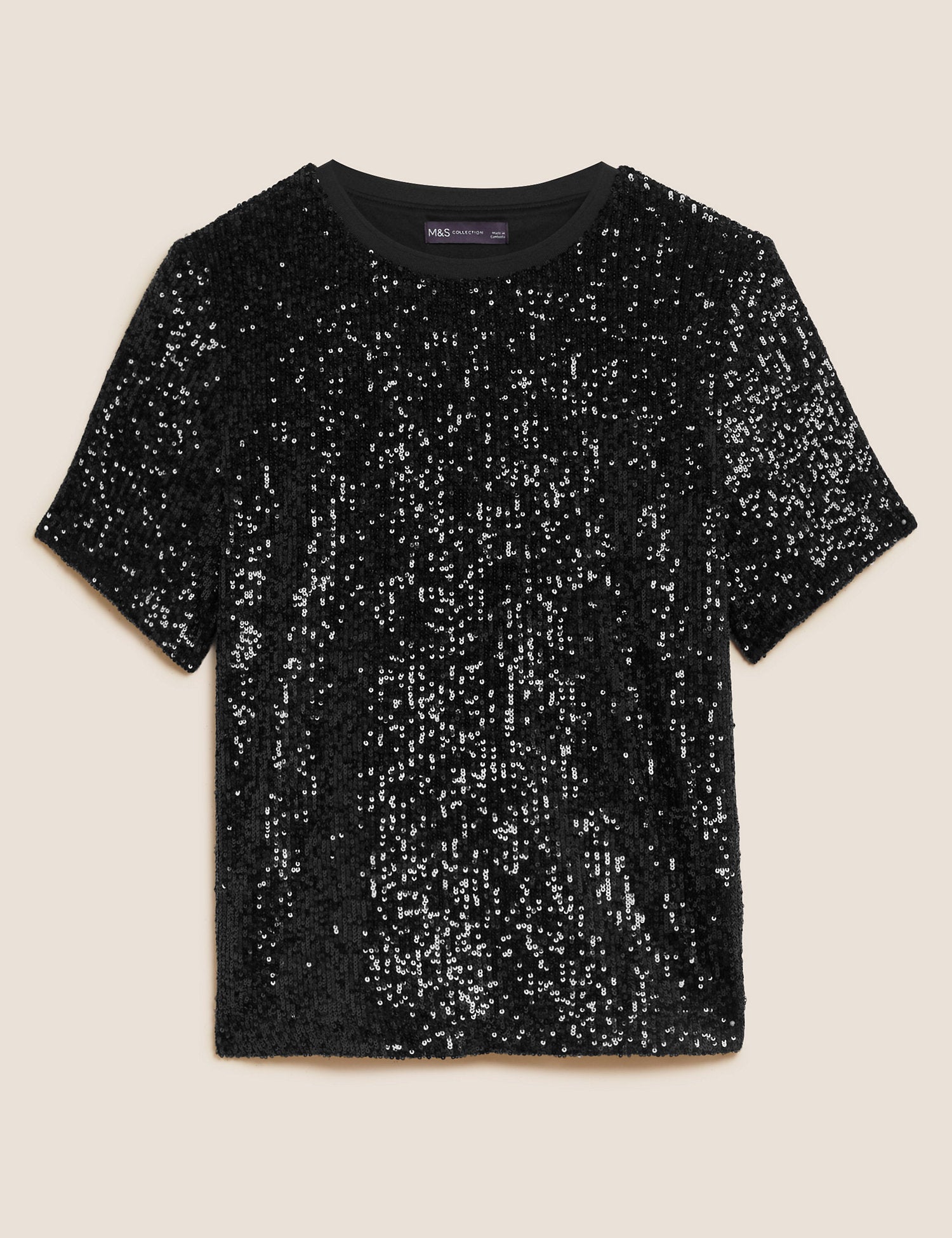 Sequin Round Neck Regular Fit Top