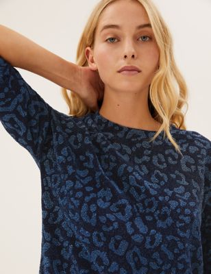 Sparkly Animal Print Boxy Top