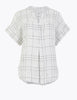 Pure Linen Checked Relaxed Blouse