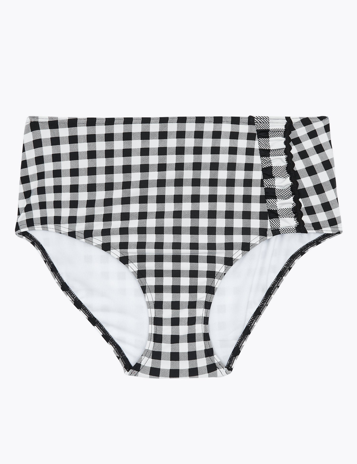 Gingham Ruffle High Waisted Bikini Bottoms
