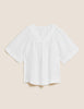 Pure Linen V-Neck Short Sleeve Blouse