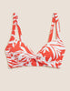 Leaf Print Padded Plunge Bikini Top